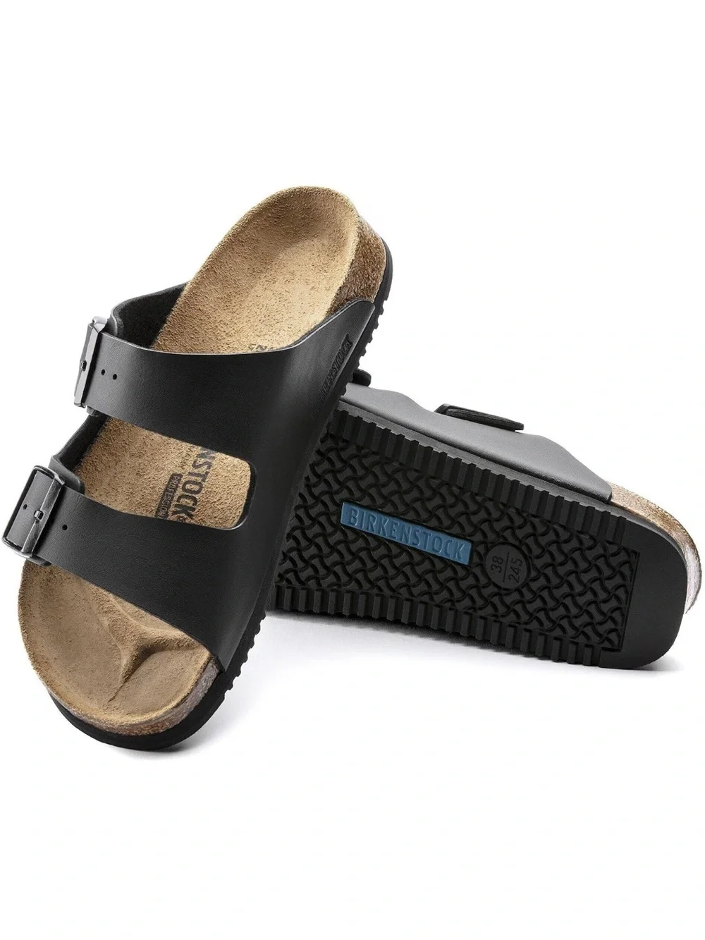 Birkenstock Arizona Men's 8 womens 9.5 size 40 Two-Strap Black Sandals
